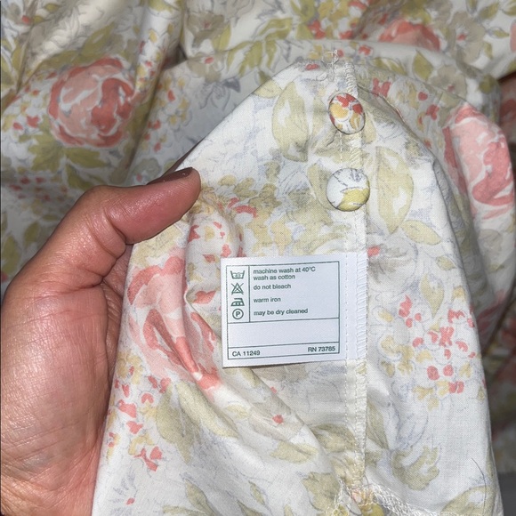 Vtg 90s Laura Ashley Floral Dress WITH TAGS Ecru Washed Coral Cottagecore - Picture 5 of 11
